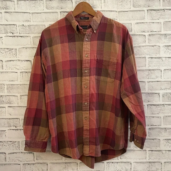 Men’s Van Heusen flannel button down casual dress shirt Large 16-16 1/2 - Picture 1 of 4